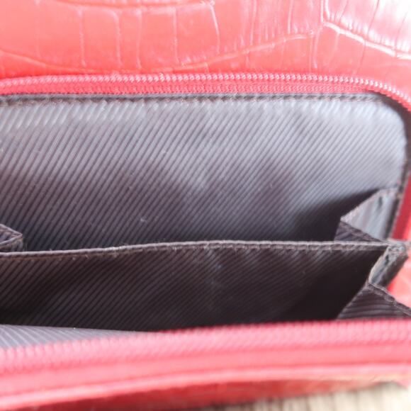 L. Erickson Red Faux Patent Croc Leather Backpack Purse main image 4